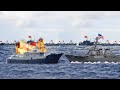 China Shocked: (July 18, 2023) Terrifying Moment PH and US Destroy 12 China&#39;s vessels in the PH Sea