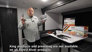 King Pre-Wire Available on Select Forest River RVs
All information contained in this video is believed to be accurate at the time of publication. However, during the model year, it may be necessary to make revisions and Forest River, Inc. reserves the right to make changes without notice, including prices, colors, materials, equipment and specifications as well as the addition of new models and the discontinuance of models that may be shown or mentioned in this video. Therefore, please consult with your Forest River, Inc. dealer and confirm the existence of any material, design or specifications that are material to your purchase decision. King Pre-Wire Available on Select Forest River RVs