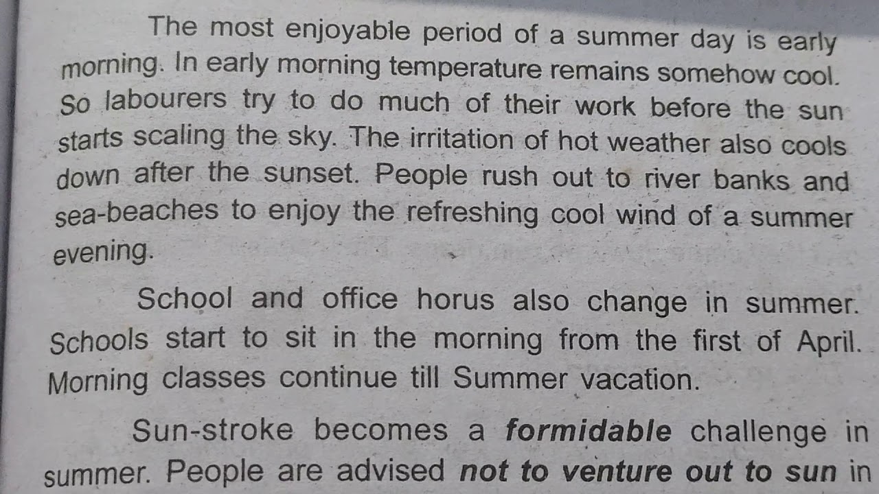 essay on summer season for class 10