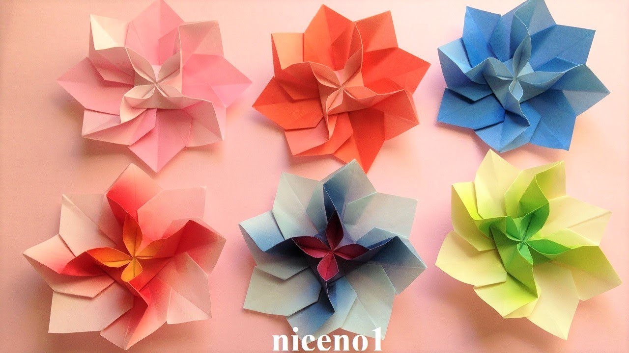 折り紙 花 １枚の折り方3 Origami Flower Tutorial Niceno1 Youtube