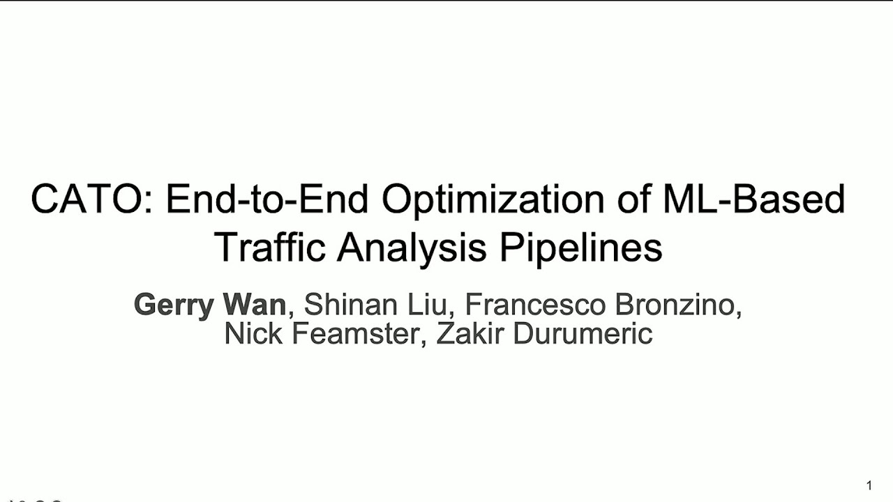 NSDI '25 - CATO: End-to-End Optimization of ML-Based Traffic Analysis Pipelines