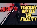 Angry teamers in flee the facility