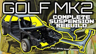 VW MK2 Suspension Overhaul, Steering, Wheel Bearing Beam Bushing Replacement, Golf Jetta MK2.