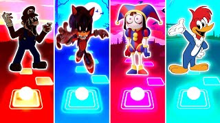 Super Mario Exe 🆚 Sonic Exe 🆚 Amazing Digital Circus 🆚 Woody Woodpecker | Tiles Hop. 🎶Who Is Best?