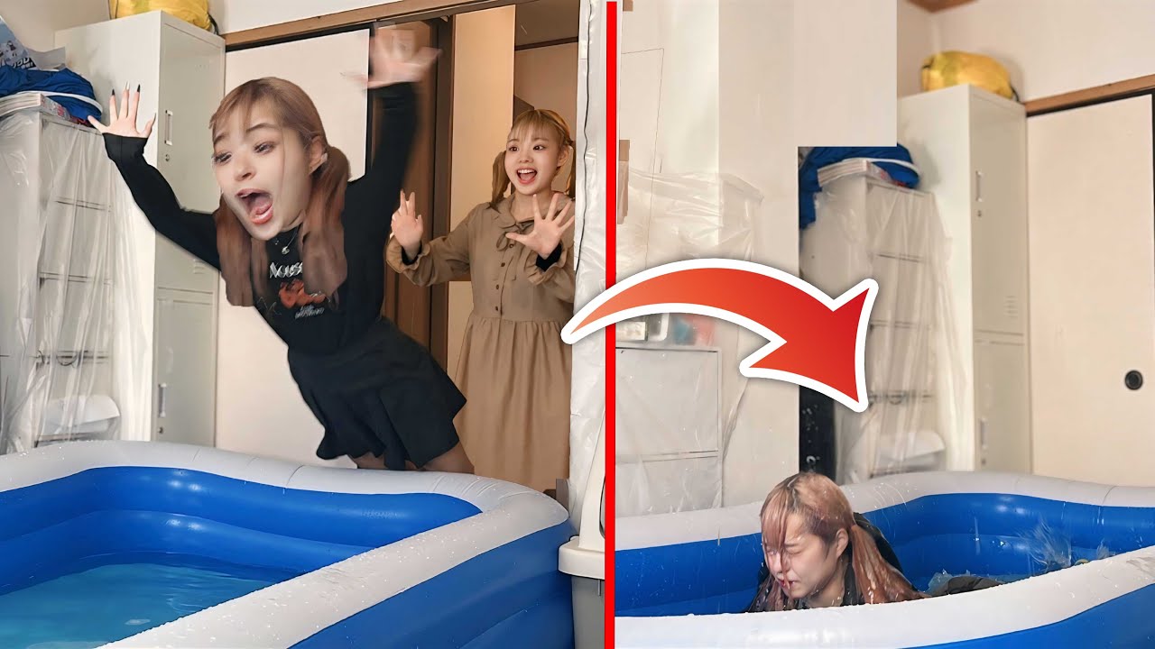 帰宅してすぐプールに突き落とすドッキリが鬼畜すぎたwww