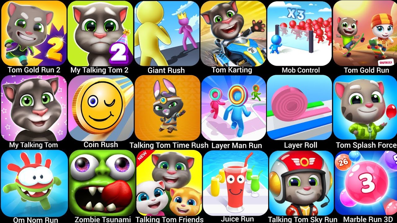 Talking Tom Remote Control Juice Run-Talking Tom Gold Run 2-Coin Rush-Tom Karting, Giant Rush-Mob ...