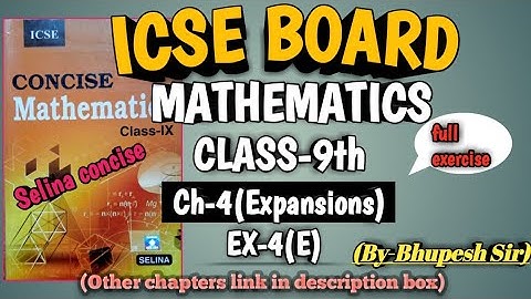 icse |class-9 |mathematics |ch-4 |Expansions |Ex-4(e) @ProblemsBeater