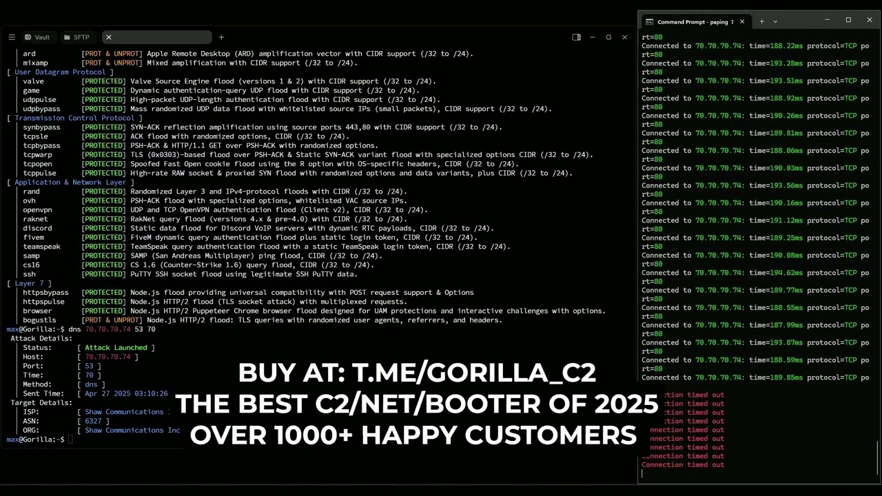 Gorilla C2 HOME L4 SHOWCASE | BEST BOTNET 2025 | BUY IP STRESS | BUY DDOS | BEST BYPASS | C2 DDOS