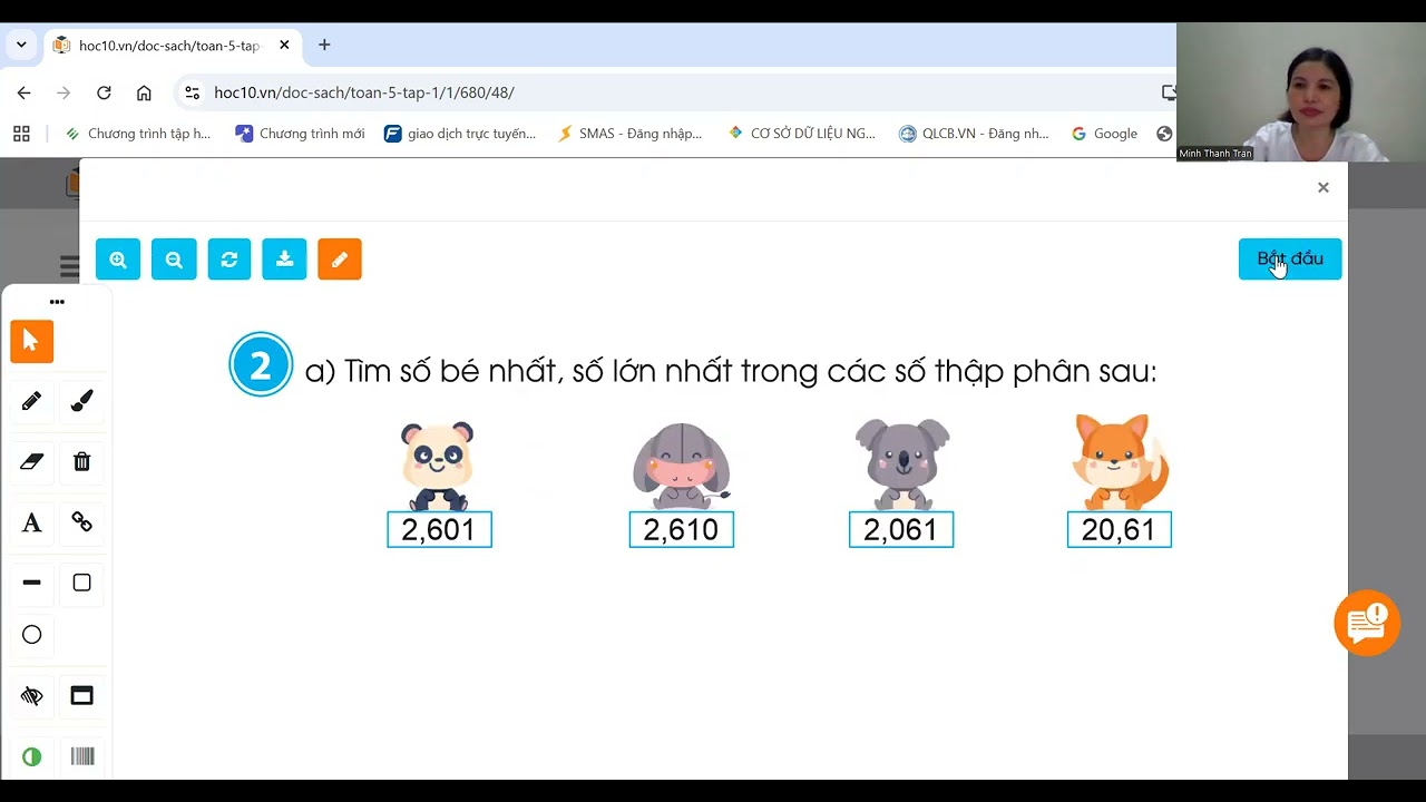 TOÁN LỚP 5/SO SÁNH SỐ THẬP PHÂN