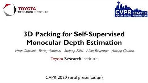 CVPR 2020 Oral Presentation: 3D Packing for Self-Supervised Monocular Depth Estimation