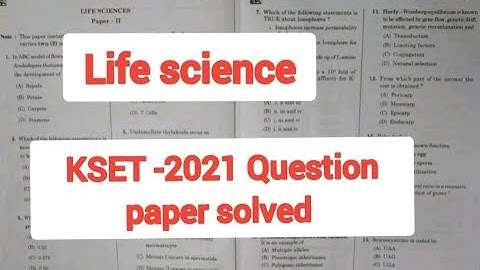 Life science kset 2021 solved question paper