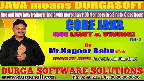Core Java || "GUI (AWT & SWING) "|| Part - 3 by Nagoor Babu Sir
