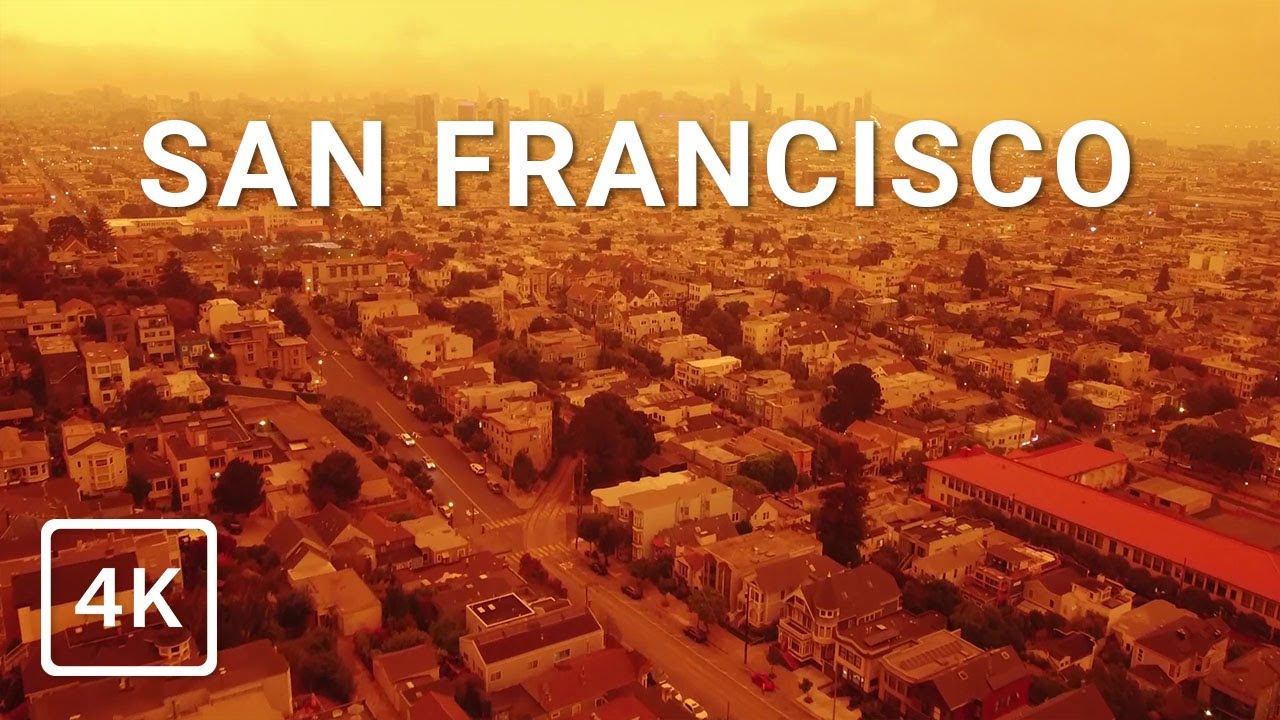 DRONE FOOTAGE - Orange Sky In San Francisco | California Apocalypse - Bay Area Wildfire