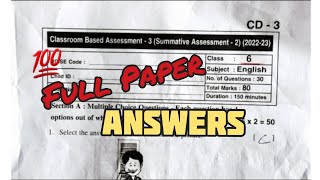 6th class sa2 cba-3 English question paper answers (full paper ) 🔑🔑 💯💯 real