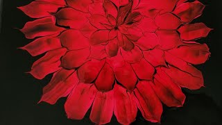 'Red Dahlia' Simple and Creative Acrylic Pour Painting