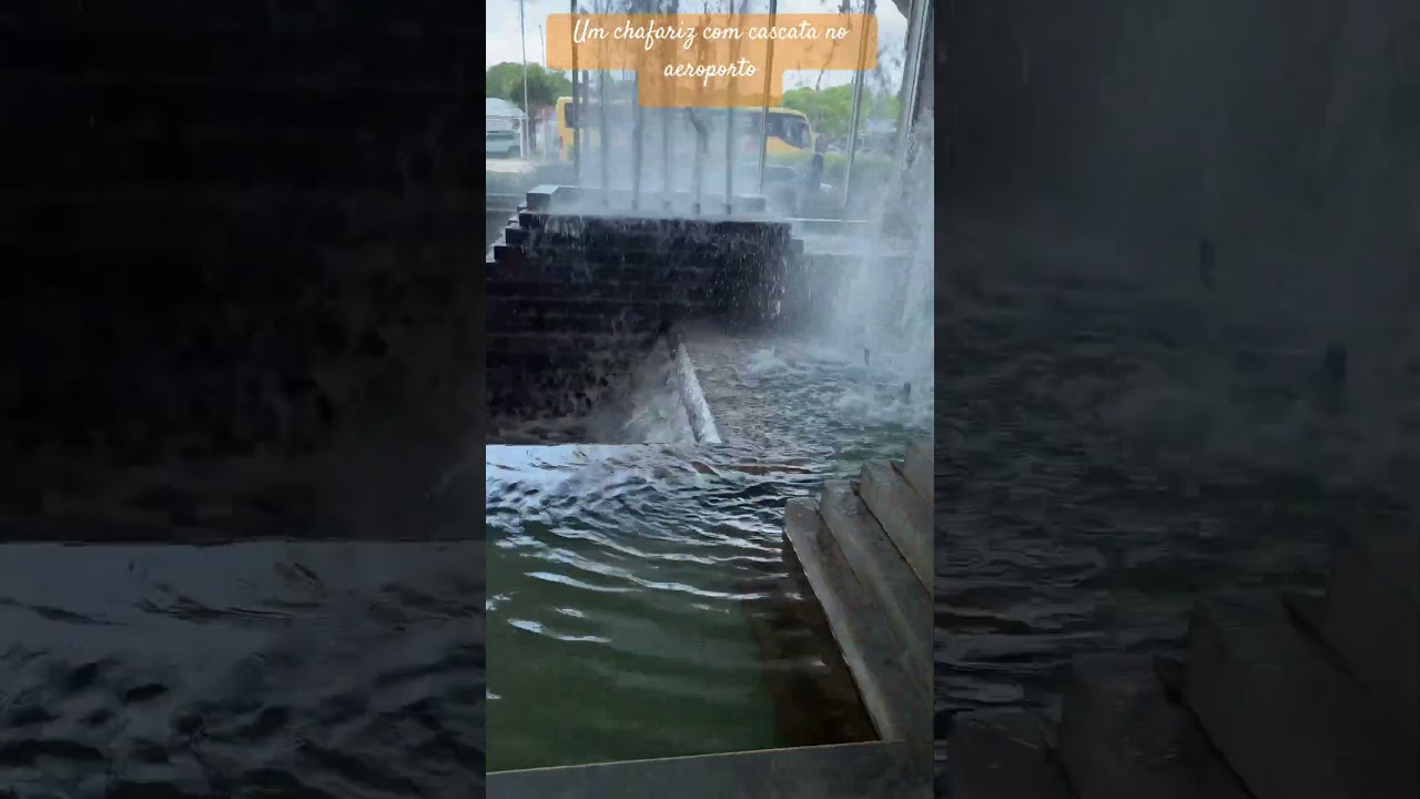 Chafariz com cascata no saguão do aeroporto de Belém.