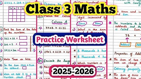 Class 3 Worksheet| Class 3 Maths Worksheet| Maths Worksheet for Class 3|Class 3 Maths