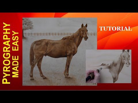 Техники пирографии - урок выжигания дровами лошади