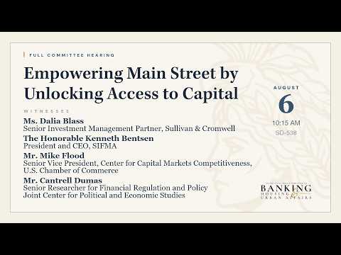 Chairman Tim Scott Leads Banking Committee Hearing on Unlocking Access to Capital
