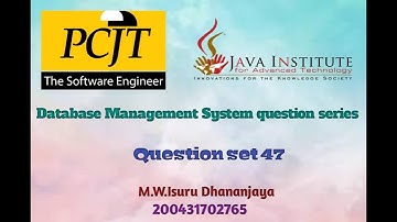 Data Base Task 47 | 1st Year | Semester 01 | Java Institute