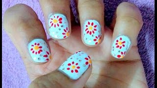 nail flower simple flowers diwali tutorial