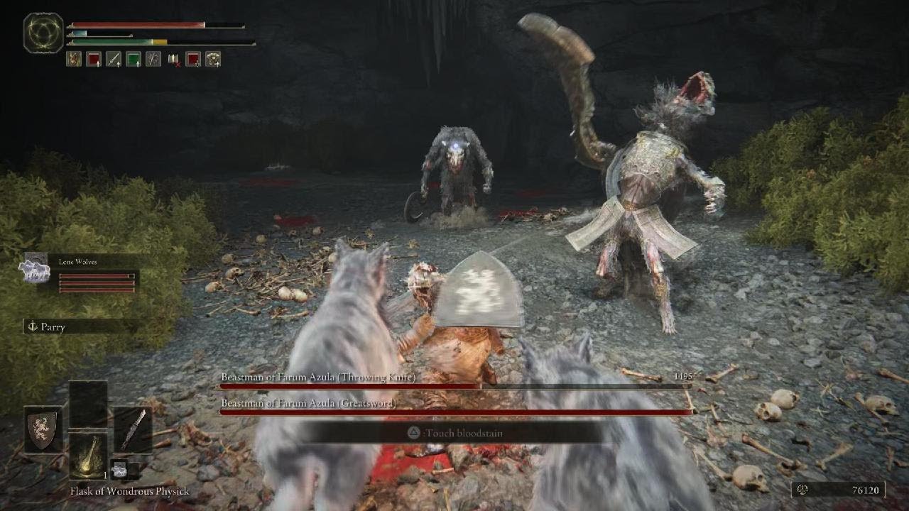 Elden Ring. Beastman of Farum Azula (Throwing Knife and Greatsword). Dragonbarrow Cave Boss.