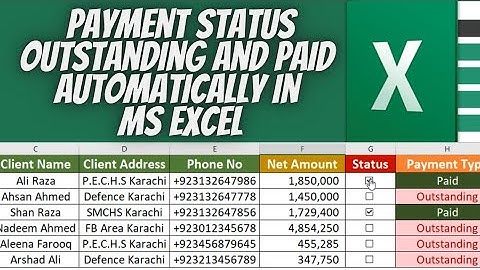 Payment Status through Check Box Paid or Outstanding in Excel 2023