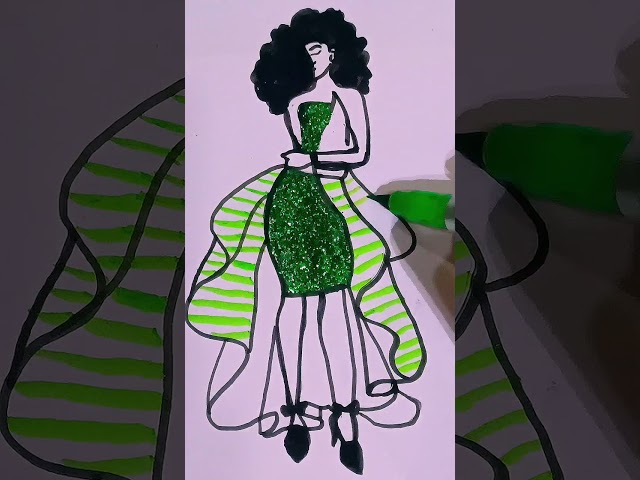 Do you like this dress?#shorts #art #satisfying #drawing #creative #fashion #youtubeshorts #viral