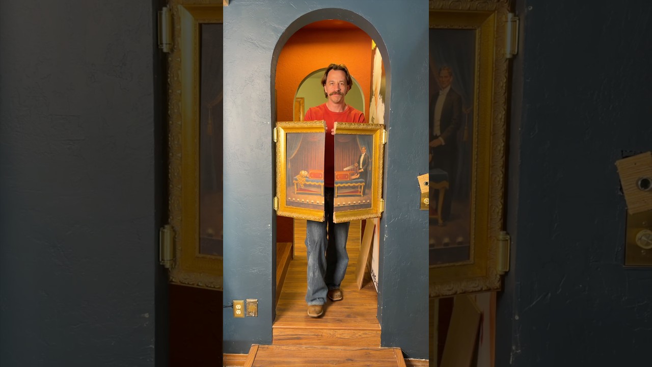 The painting becomes a secret door!