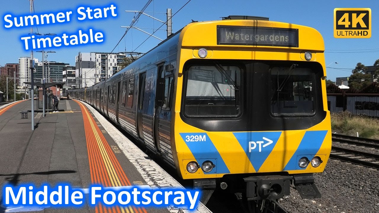 Trains at Middle Footscray; Summer Start Timetable Comeng Siemens & HCMT - Melbourne Transport [4k]