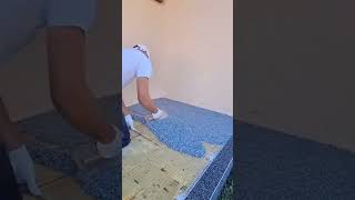 installation and leveling of sand powder on the terrace floor of the house #contruction #sand
