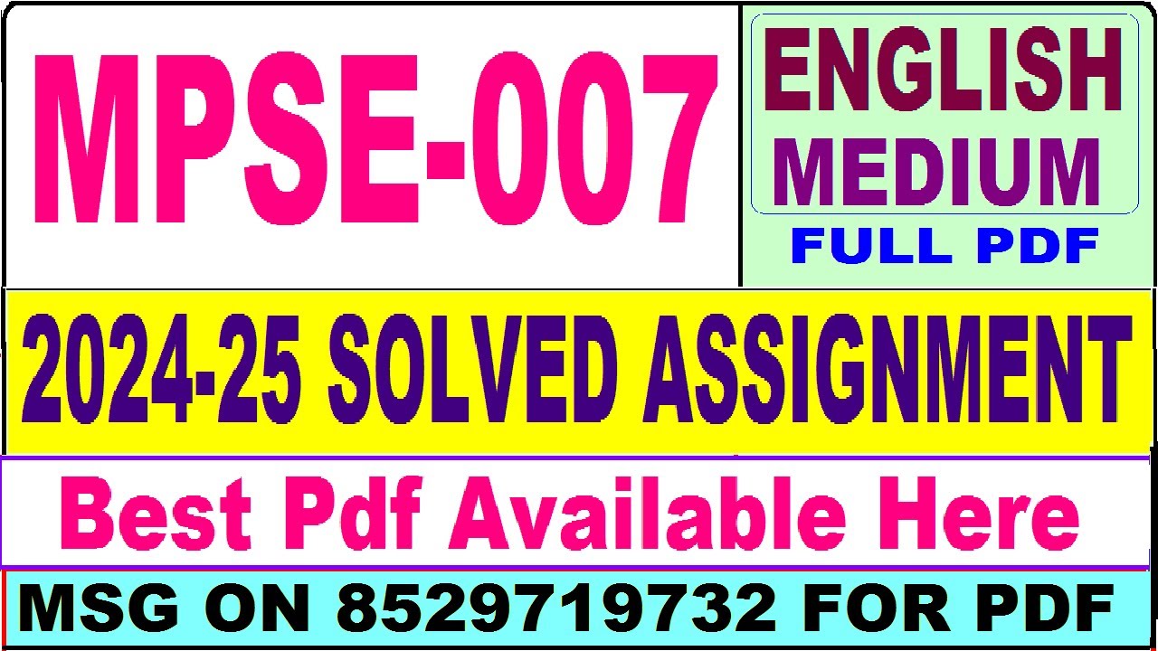 MPSE 007 solved assignment 2024-25 || mpse 007 solved assignment 2025 in English || ignou mpse7 2025