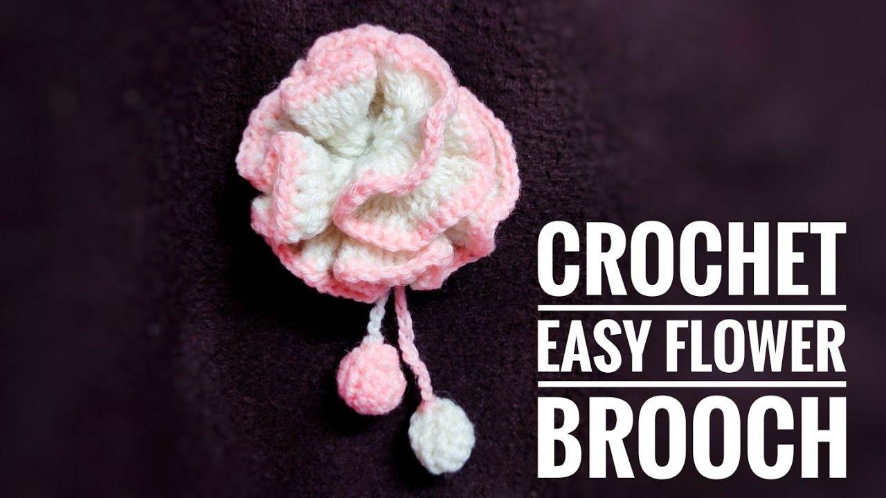 HOW TO MAKE A CROCHET RUFFLE FLOWER CROCHET FLOWER BROOCH TUTORIAL