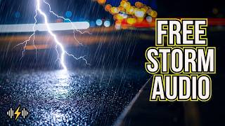 Rain & Thunder Sound Effects | Real Storm Ambience with Distant Traffic & Horn | Free Stock Audio