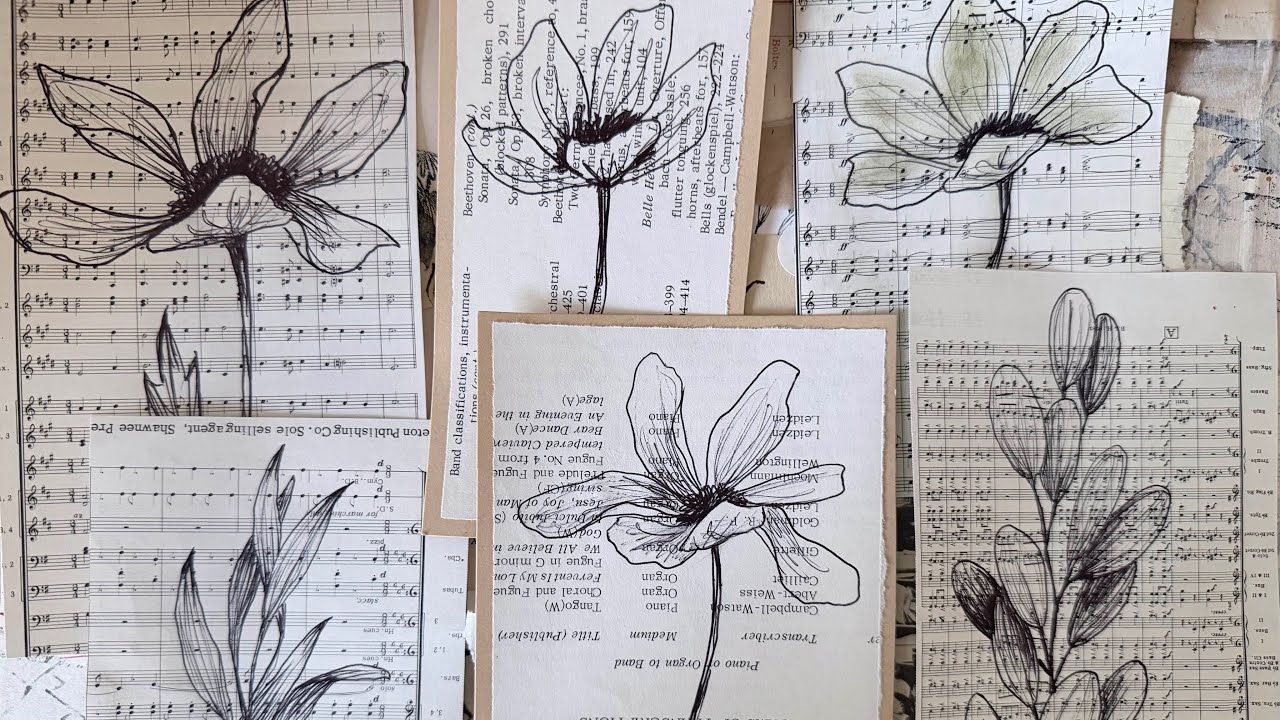 Using up book pages with quick and easy sketches. - YouTube