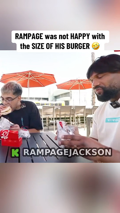 RAMPAGE was not HAPPY with the SIZE OF HIS BURGER #UFC #Rampage #Burger #Neon￼