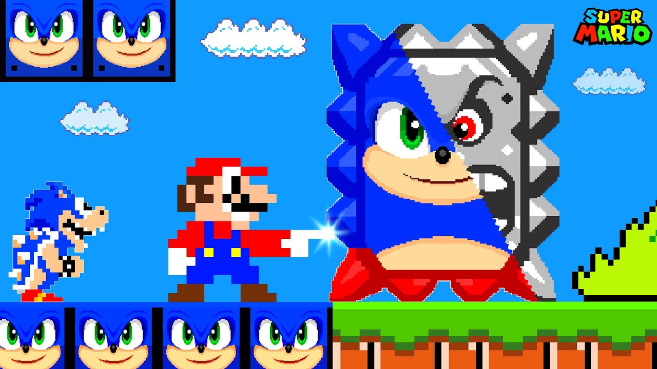 Super Mario Bros. But Everything Mario Touches Turns Into SONIC!