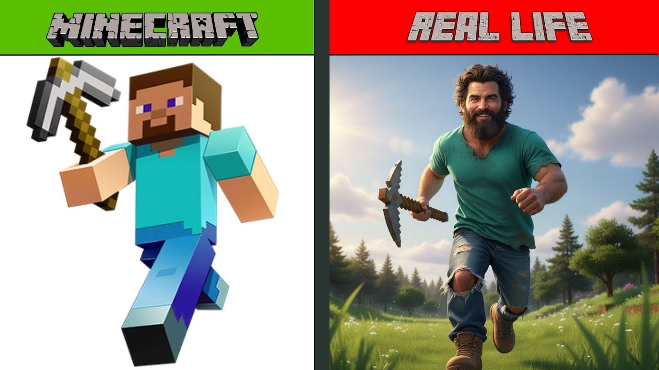 Minecraft Characters vs Real Life! Satisfying Simulation - YouTube