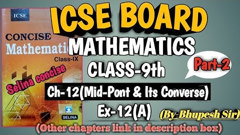 icse | class-9|selina book | maths | ch-12 | Mid-point Theorem & its converse | ex-12(A) | part-2