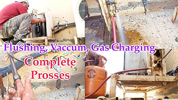 How To Flushing Split Ac System with Rafrigrant 11 || Ac Compressor Replacement