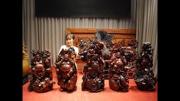 Tượng gỗ: Di lặc ngũ phúc gỗ trắc đỏ đen | Mẫu tượng di lặc đẹp nhất | xưởng_tượng_gỗ