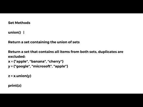 symmetric_difference_update ^= , union()  | , and update()  |=   set methods