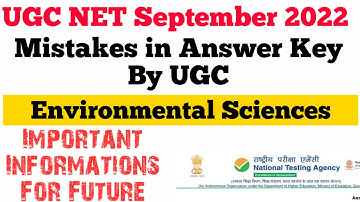 UGC NET Mistakes in Answer Key_Imp. Info. For Environmental Sciences