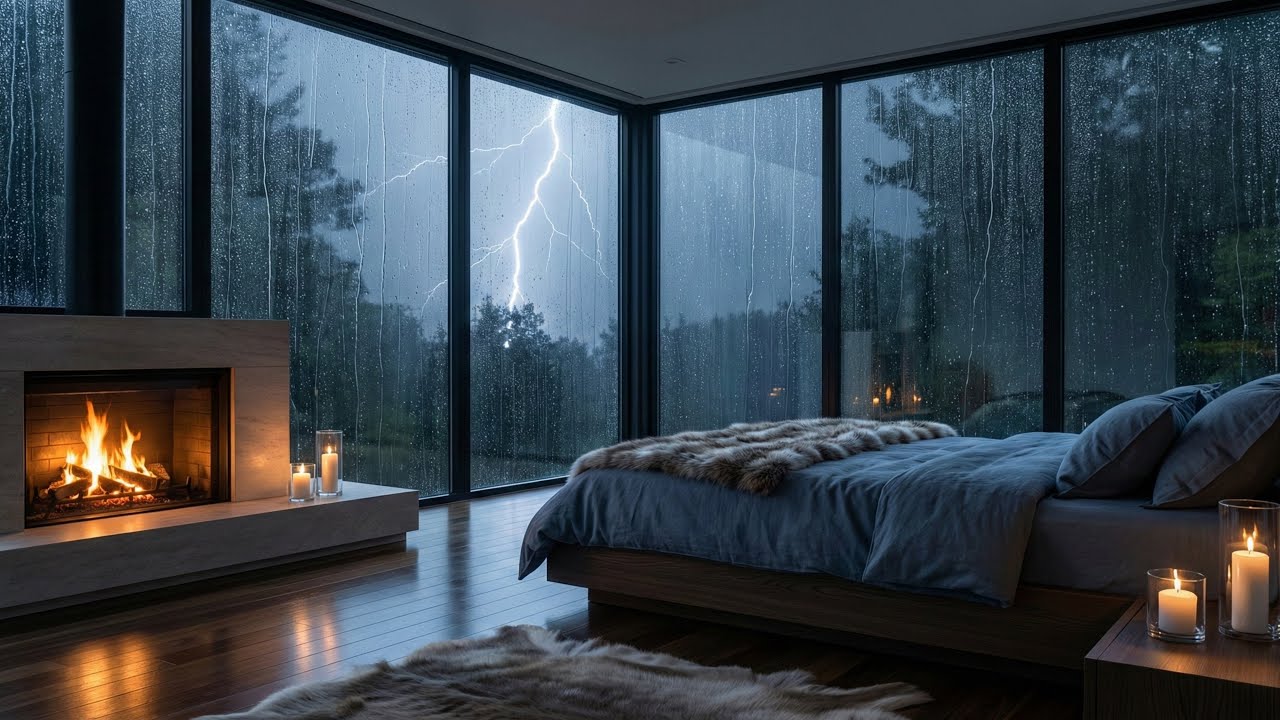 Fall Asleep With The Soothing Sounds Of Rain And Thunder | Brown Noise for FAST Sleep - Relax