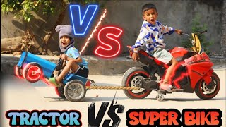 super bike Vs tractor // (which is powerful) 😱🔥