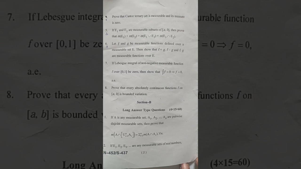 SDSUV measure and integration 2024-25 question paper  