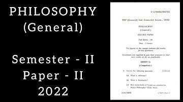 Philosophy (General) 2nd Semester Paper-II 2022 Tripura University B.A. Question Paper