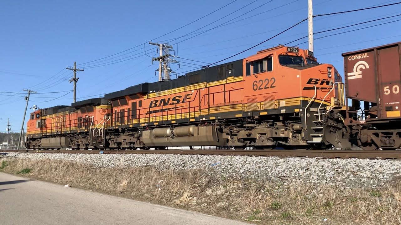 Heavy Coal Train Arriving At River Terminal In Kenova West Virginia