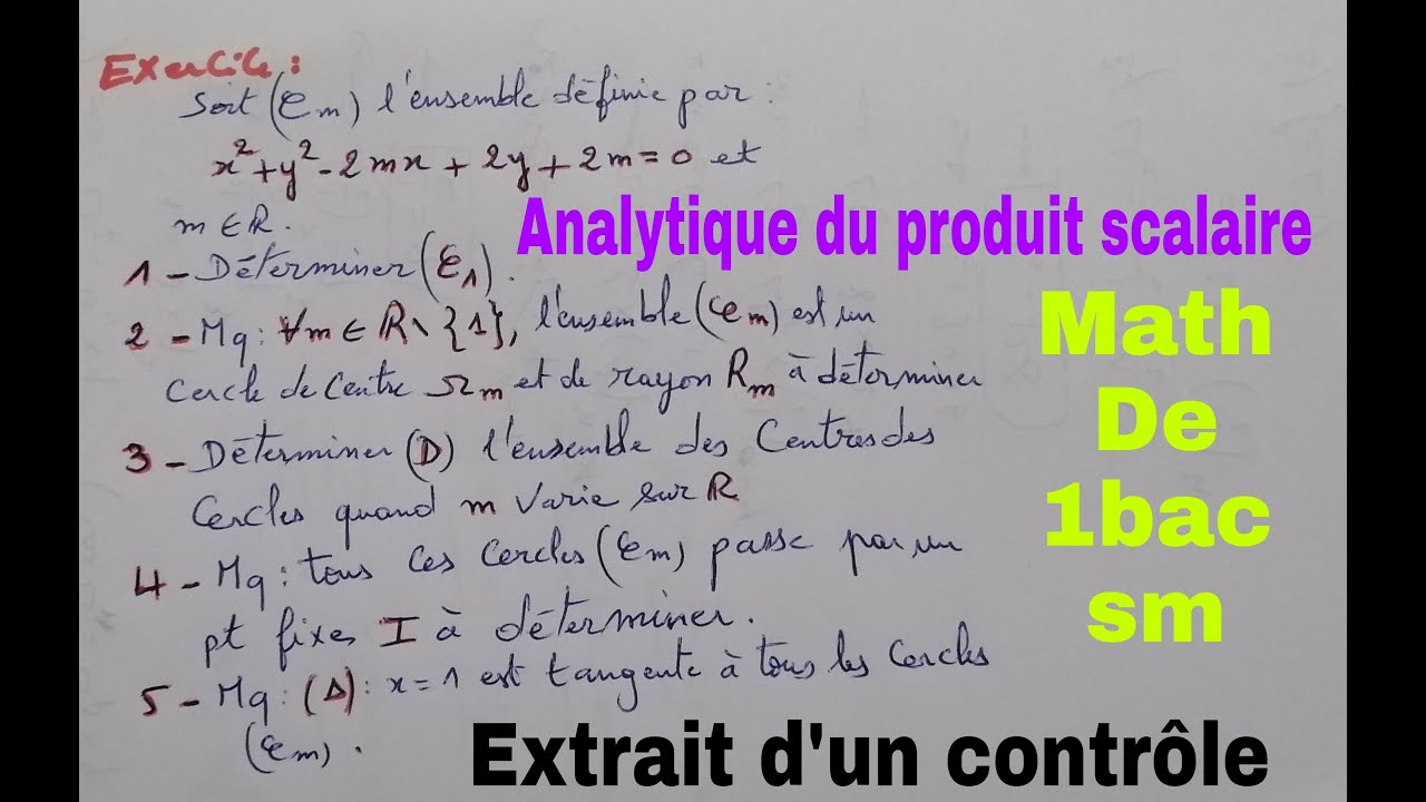 lanalytique du produit scalire ..math de 1bac sm...preparation au controle