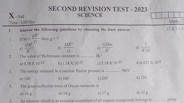 10th Standard Science Second Revision  Exam march 2023 Question paper and Answer key